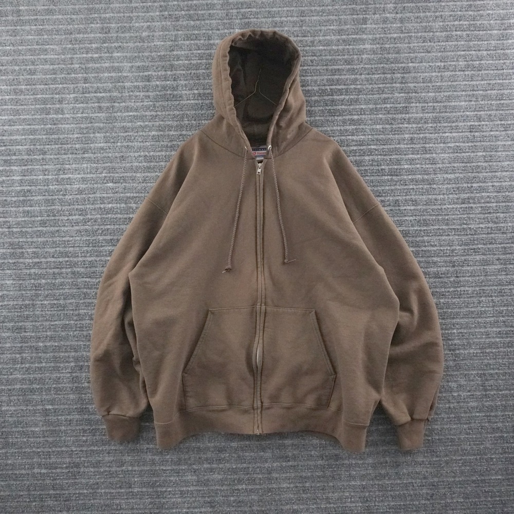 Vintage 90s Hanes Zip Up Hoodie Men L Brown Ultimate Cotton Printpro